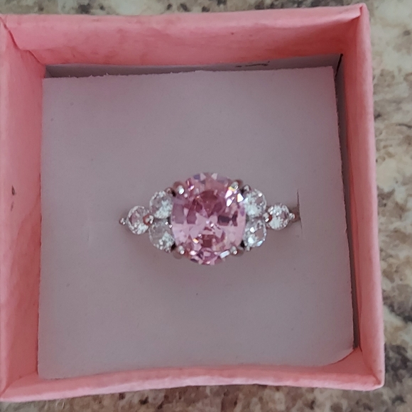 925 Sterling Silver Pink CZ Ring - Picture 2 of 7